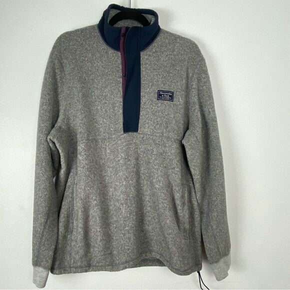 Abercrombie & Fitch Mens L Gray 1/2 Zip Pullover Thick Chunky Fleece Retro Comfy - Picture 1 of 12